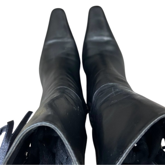 NORDSTROM BP Lace-Up & Zip High Heel Square Toe Leather Boots In Black 9.5 ✨EUC✨ - Picture 9 of 13